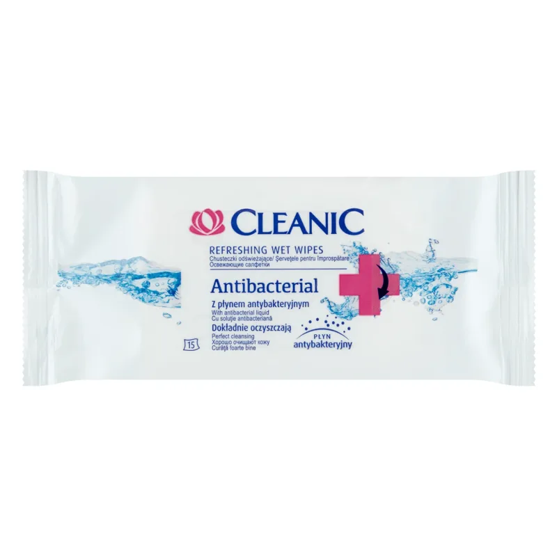 Cleanic Antibacterial, șervețele răcoritoare cu lichid antibacterian, 15 bucăți — preț și oferte