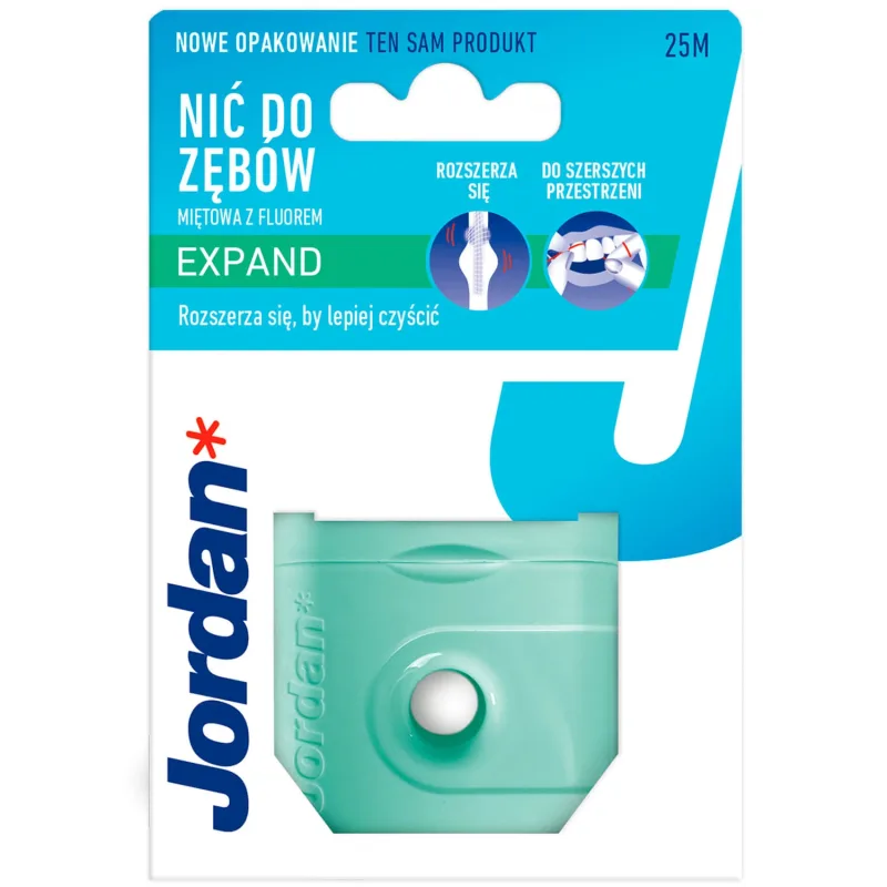 Jordan Expand Floss, ață dentară cu fluor, cerată, mentă, 25 m — preț și oferte