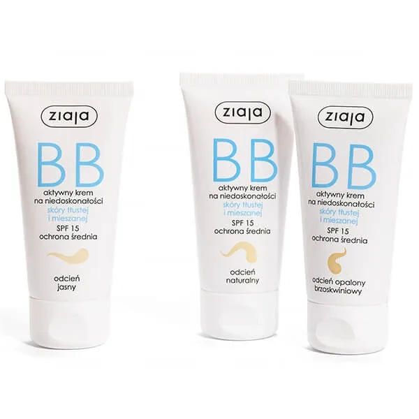Ziaja BB, Cremă activă pentru imperfecțiuni, ten gras și mixt, nuanță naturală, 50 ml — preț și oferte