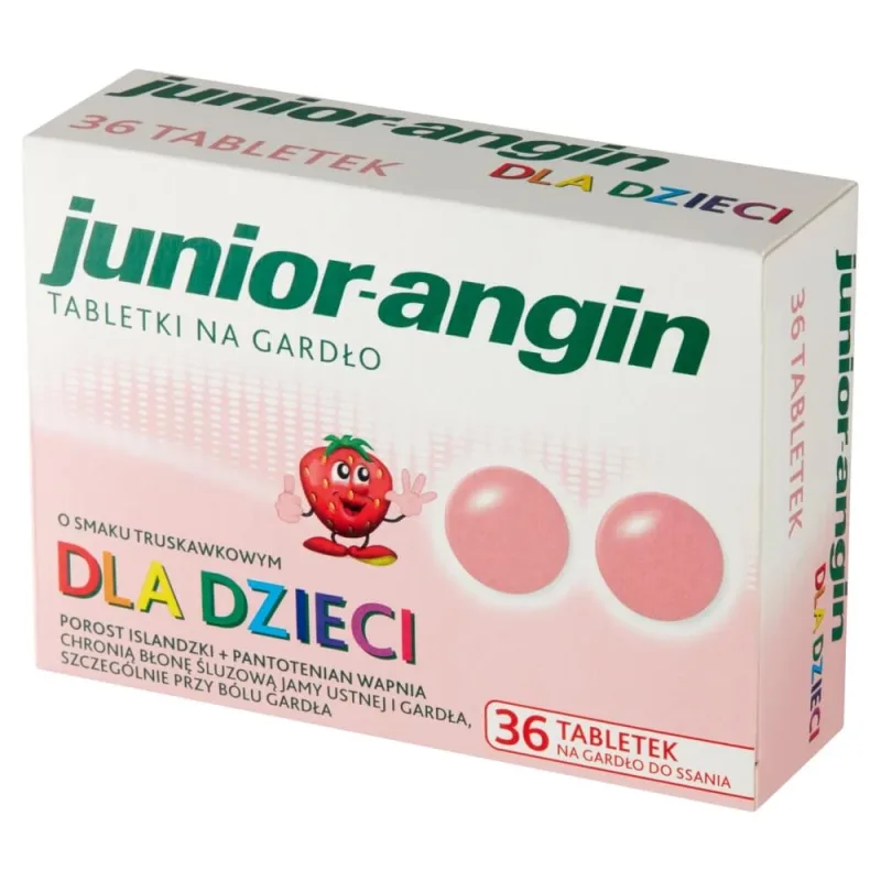 Junior-angin, pentru copii începând cu vârsta de 4 ani, aromă de căpșuni, 36 de pastiluțe KLOSTERFRAU — preț și oferte