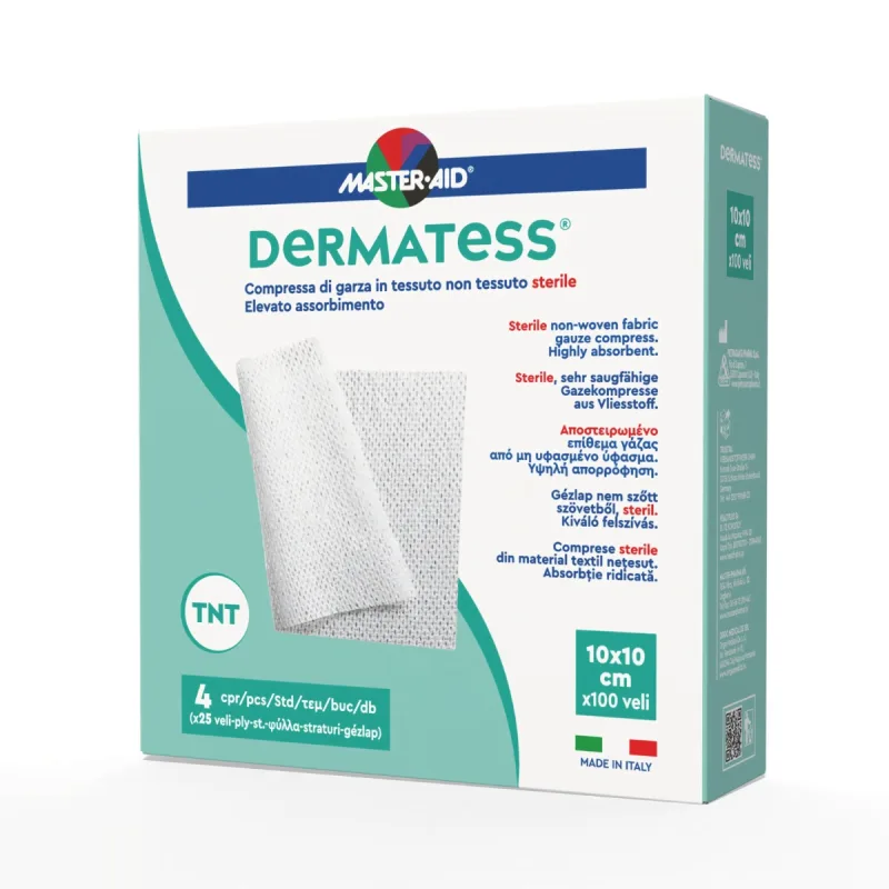 Comprese sterile Dermatess din material netesut 10×10cm, 4 plicuri x25 bucati, Master-Aid Origomedical — preț și oferte