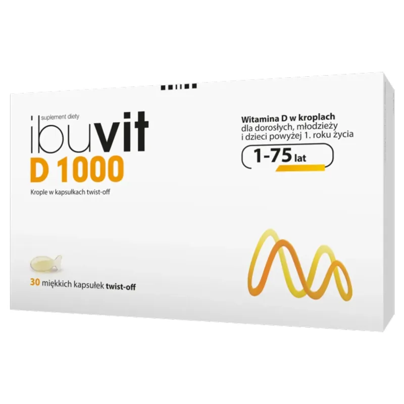Ibuvit D 1000, vitamina D pentru copii de peste 1 an, adolescenți și adulți, 30 de capsule de tip twist-off Polpharma — preț și oferte