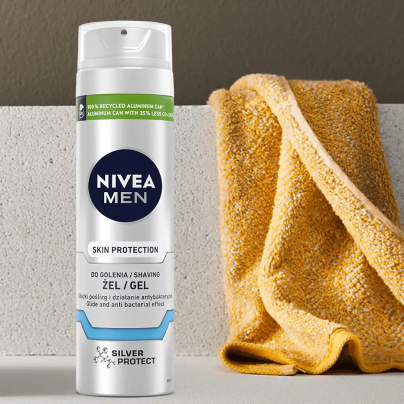 Nivea Men Skin Protection, Gel de bărbierit, Silver Protect, 200 ml — preț și oferte