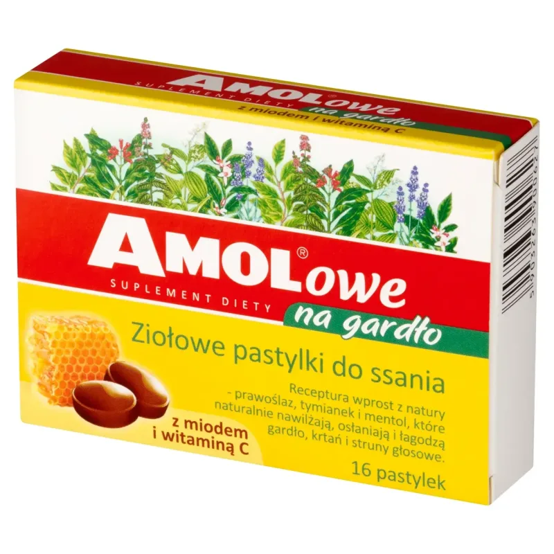 Pastile pentru gât AMOLowe, pastile pe bază de plante cu miere și vitamina C, 16 bucăți Orifarm — preț și oferte