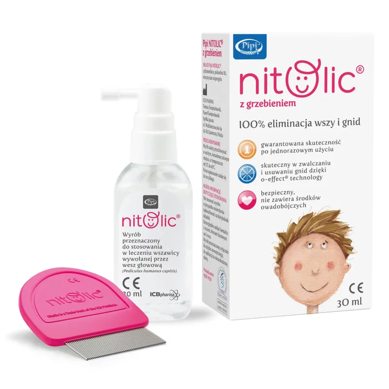 Pipi Nitolic, spray pentru eliminarea păduchilor și a lăcustelor, 30 ml + pieptene — preț și oferte