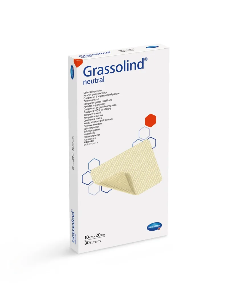 Grassolind Neutral – Comprese sterile cu unguent, 10 x 20 cm, 30 bucati – Hartmann — preț și oferte