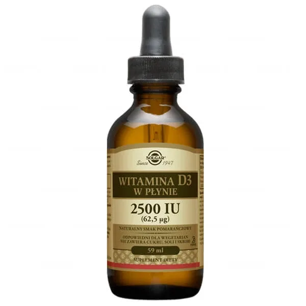 Solgar Vitamina D3 lichid 2500 UI, aromă de portocale, 59 ml — preț și oferte