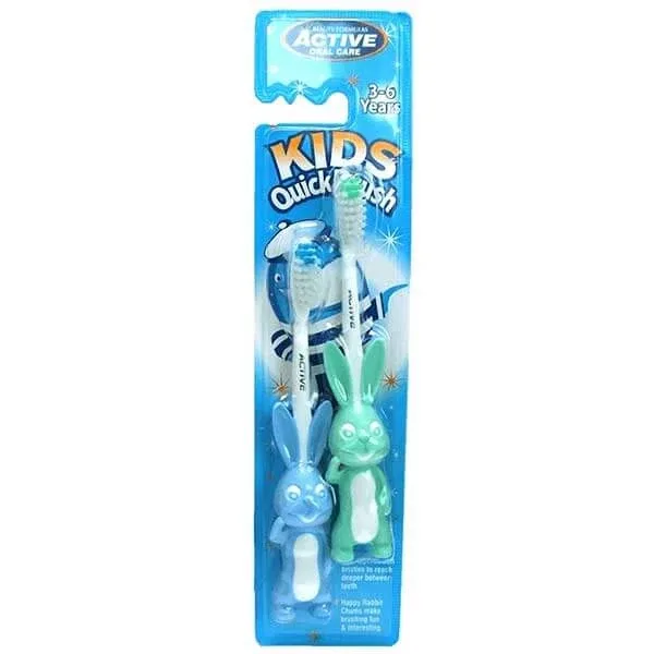Beauty Formulas, Active Oral Care, periuță de dinți pentru copii, Kids Quick, iepure, 3-6 ani, 2 bucăți — preț și oferte
