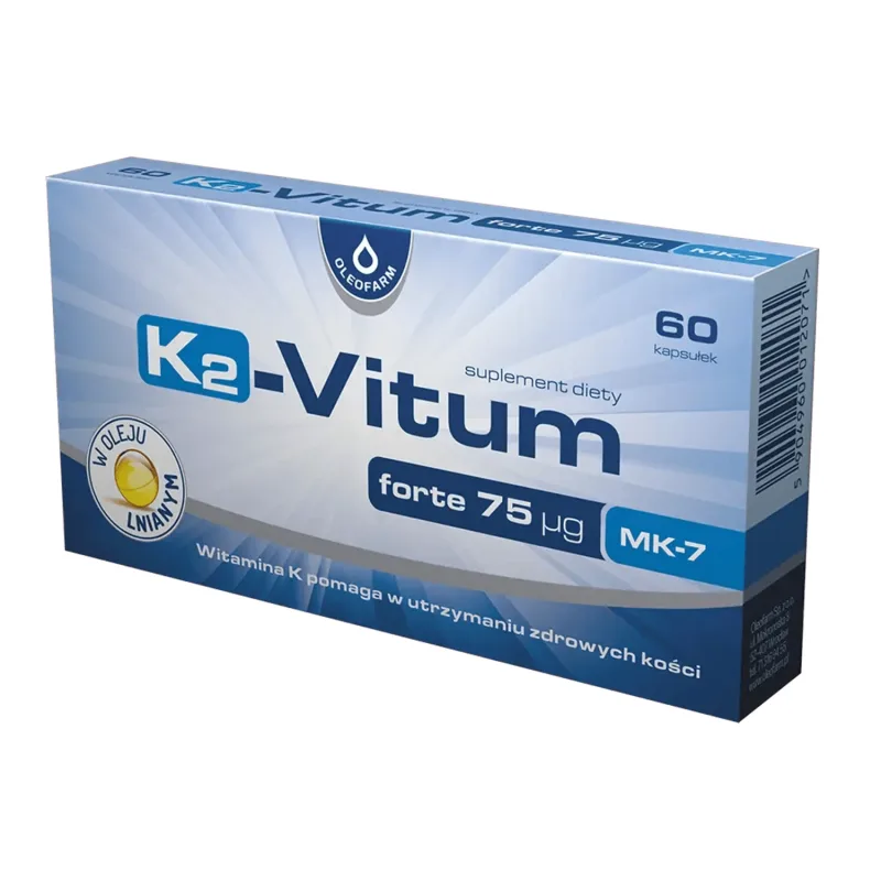 K2-Vitum Forte 75 µg, vitamina K2 MK-7, 60 capsule Oleofarm — preț și oferte