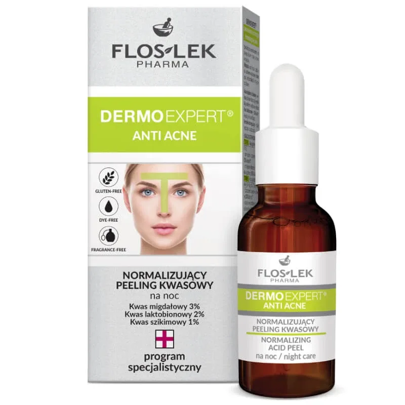 Flos-Lek DermoExpert Anti Acne, peeling acid normalizant, pentru noapte, 30 ml — preț și oferte