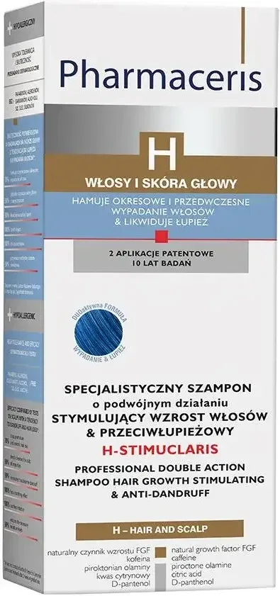 Pharmaceris H Stimuclaris, Șampon specializat în stimularea creșterii părului și anti-mătreață, 250 ml — preț și oferte