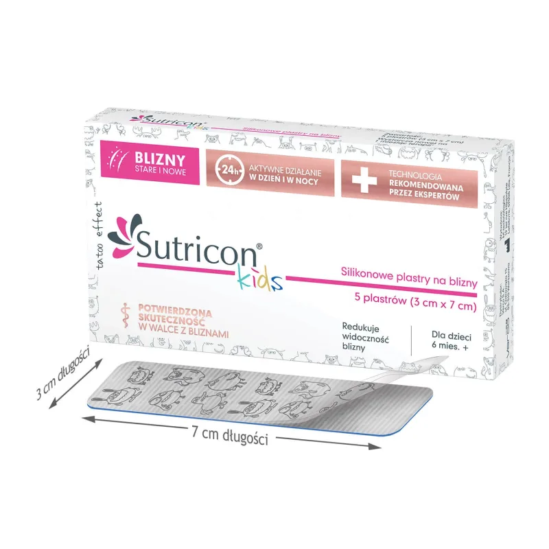 Sutricon Kids, plasturi pentru cicatrici din silicon pentru copii de la 6 luni, 3 cm x 7 cm, 5 bucăți — preț și oferte