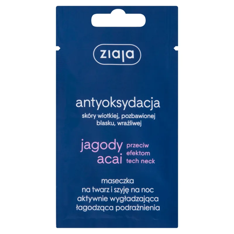 Ziaja Acai Berry, Mască de noapte pentru față și gât, netezitoare și calmantă, 7 ml — preț și oferte
