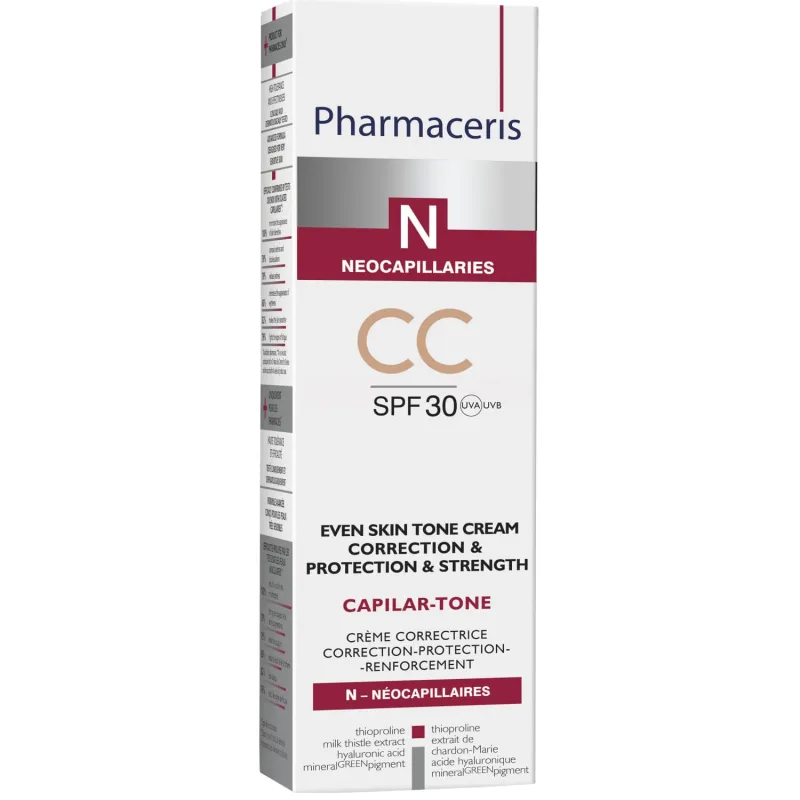 Pharmaceris N Capilar-Tone CC, Cremă tonică, ten vascularizat și hiperreactiv, SPF 30, 40 ml — preț și oferte