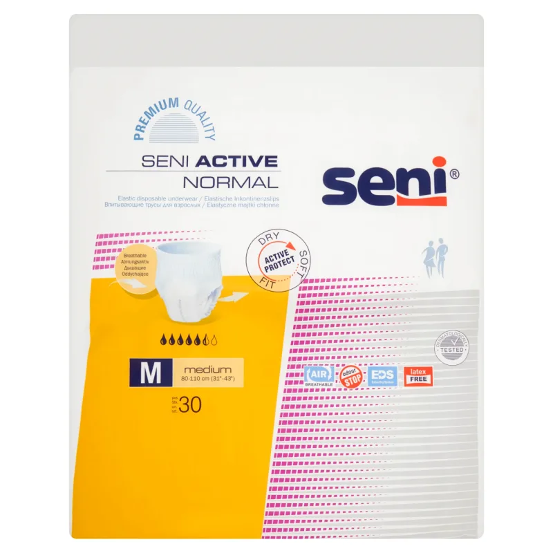 Seni Active Normal, chiloți absorbanți, Mediu, 80-110 cm, 30 bucăți — preț și oferte