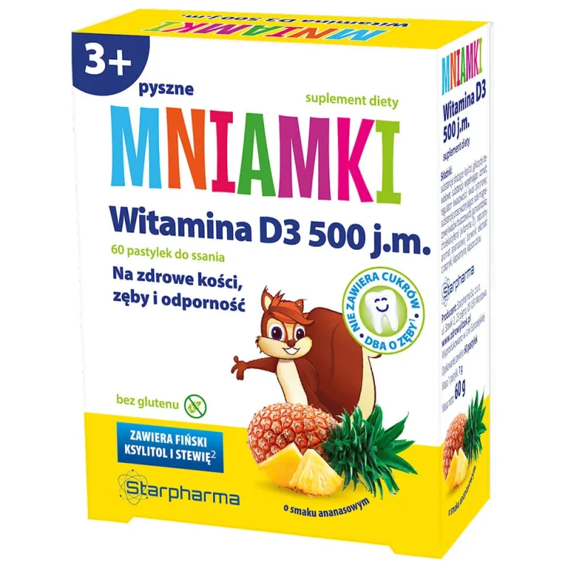 Mniamki Vitamina D3 500 UI, peste 3 ani, aromă de ananas, 60 de pastile Starpharma — preț și oferte