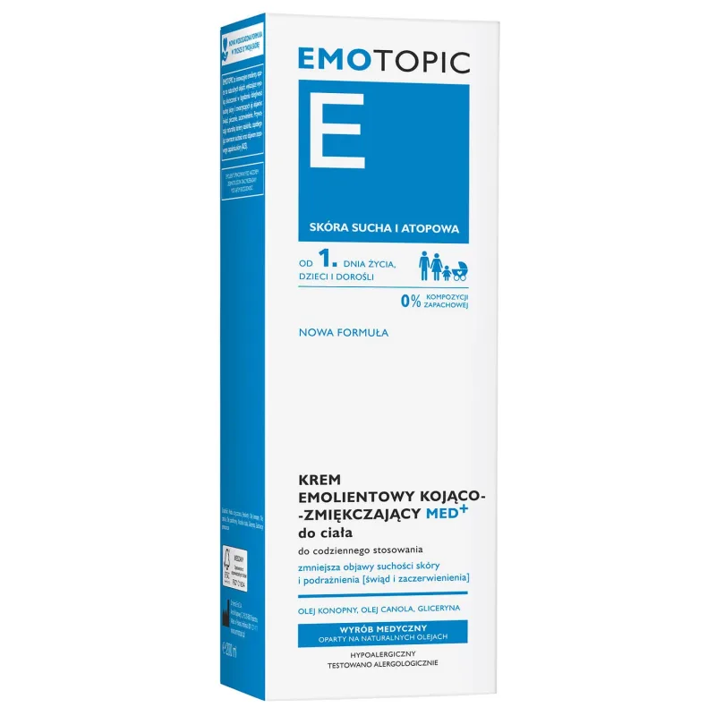 Emotopic E Med+, Cremă de corp emolientă, calmantă și emolientă, pentru adulți și copii din prima zi, 200 ml — preț și oferte
