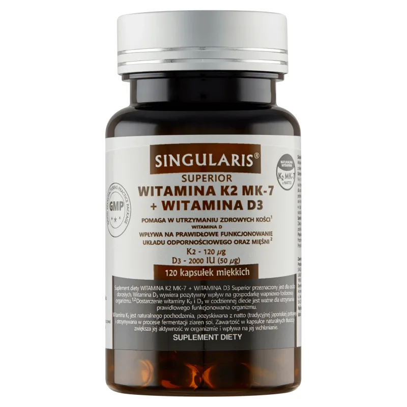 Singularis Superior Vitamin K2 MK7 120 µg + D3 2000 UI, 120 capsule — preț și oferte