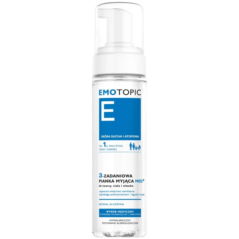Emotopic, Spumă de curățare cu 3 sarcini med+ pentru față, corp și păr, 200 ml — preț și oferte