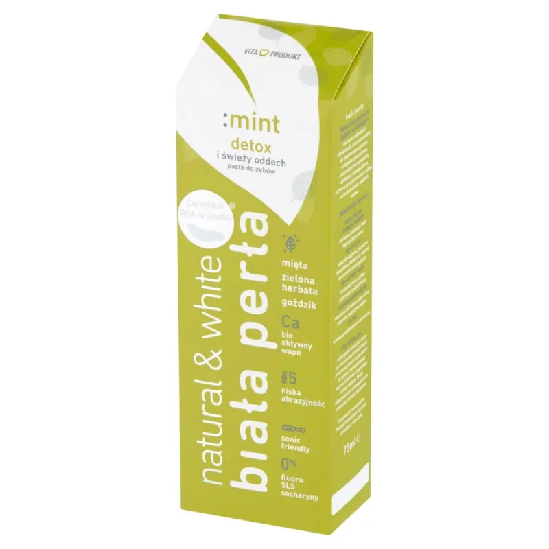 White Pearl Natural & White, pastă de dinți de albire, Mint Detox, 75 ml White Pearl (Biala Perla) — preț și oferte
