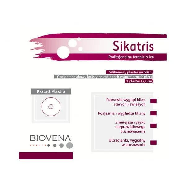 Sikatris, plasture pentru cicatrice, silicon perianal, circular, 7,6 cm, 1 bucată — preț și oferte