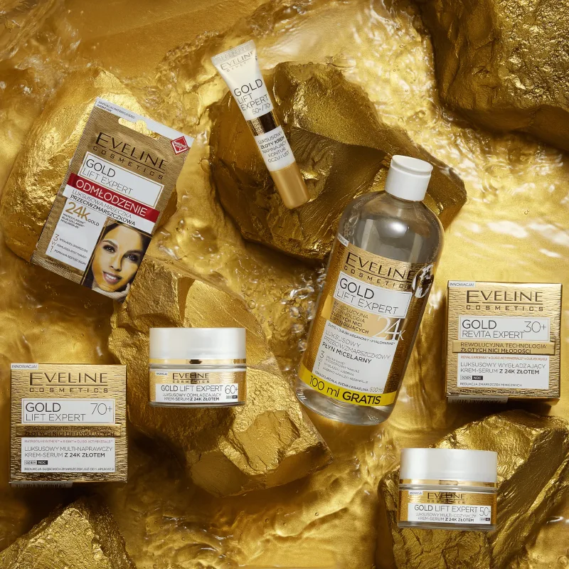Eveline Cosmetics Gold Lift Expert 70+, Cremă-serum de lux cu infuzie multiplă cu aur de 24K, pentru zi și noapte, 50 ml — preț și oferte