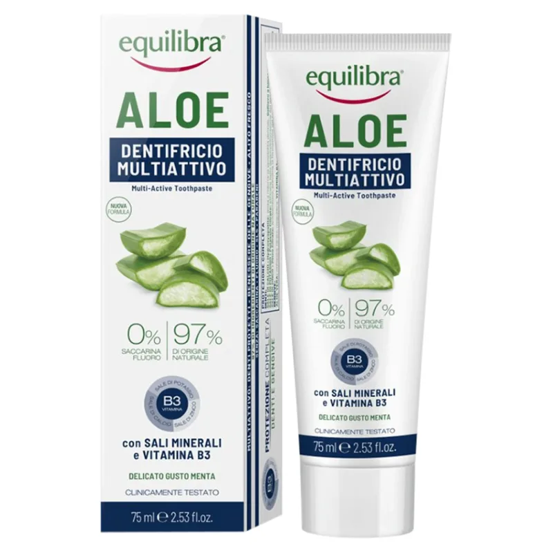 Equilibra Aloe, pastă de dinți cu gel cu triplă acțiune, fără fluor, 75 ml — preț și oferte