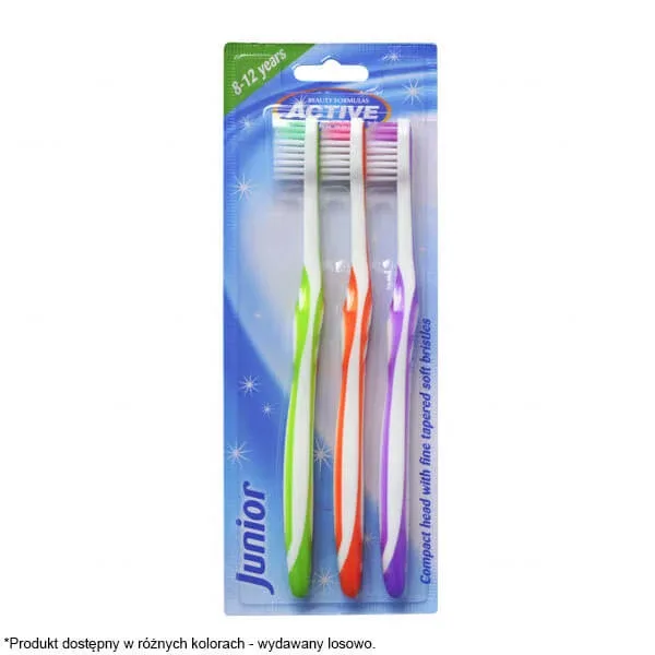 Beauty Formulas, Active Oral Care, periuță de dinți pentru copii, Junior, 8-12 ani, 3 bucăți — preț și oferte