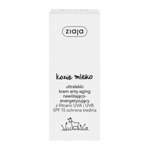 Ziaja Lapte de capră, Cremă anti-îmbătrânire, hidratantă și energizantă ultraușoară, SPF 15, 50 ml