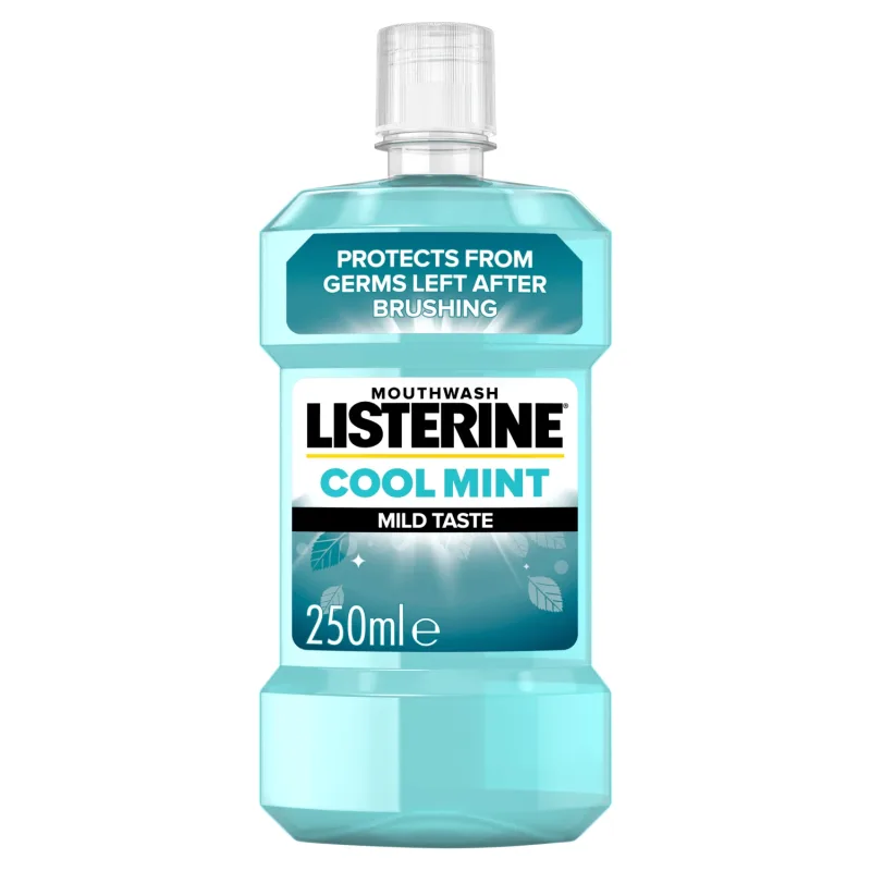 Listerine Cool Mint, apă de gură, aromă ușoară, fără alcool, 250 ml — preț și oferte
