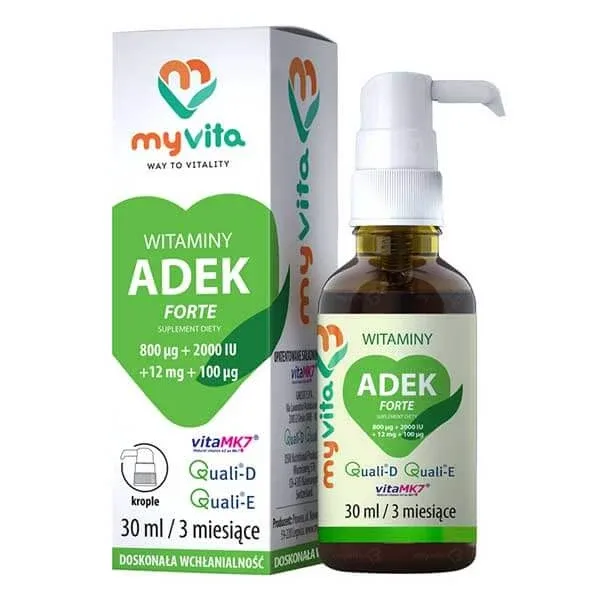MyVita, ADEK Forte vitamine 800µg + 2000 UI + 12 mg + 100 µg, picături, 30 ml — preț și oferte