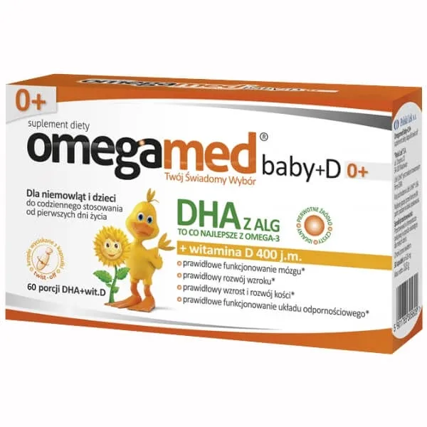 Omegamed Baby+D 0+, DHA + vitamina D, de la naștere, 60 de capsule cu răsucire — preț și oferte