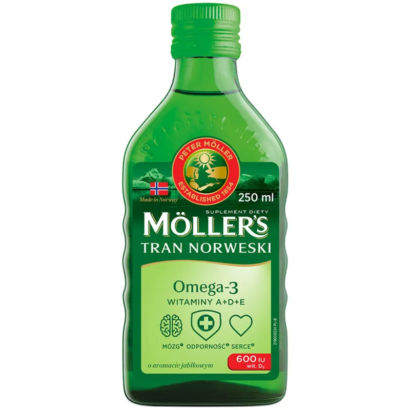 Ulei de pește, peste 3 ani, aromă de măr, 250 ml, Möller’s — preț și oferte