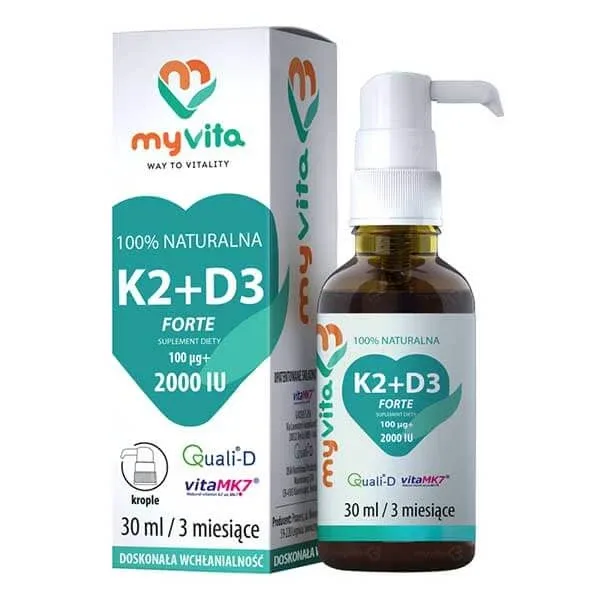 MyVita K2 + D3 Forte, vitamina K 100 µg + vitamina D 2000 UI, picături, 30 ml — preț și oferte