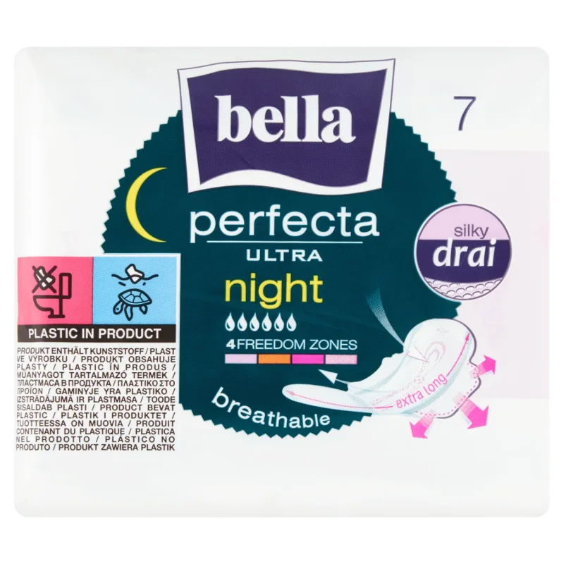 Bella Perfecta Ultra, prosoape sanitare cu aripi, extra lungi, Night, 7 buc. — preț și oferte