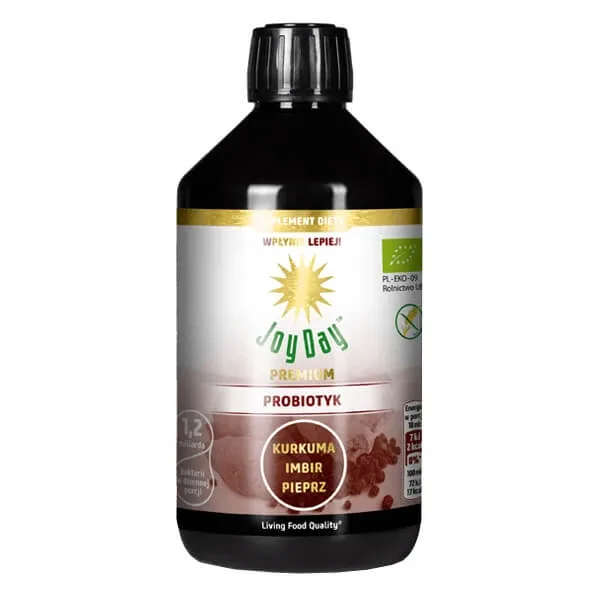 Joy Day Premium Probiotic, Turmeric, Ghimbir, Piper, băutură organică, 500 ml — preț și oferte