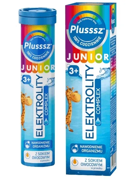 Plusssz Junior Elektrolity Complex, pentru copii cu vârsta peste 3 ani, aromă de portocale, 20 comprimate efervescente — preț și oferte