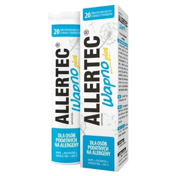 Allertec Calcium Plus, aromă de lămâie, 20 comprimate efervescente Polpharma — preț și oferte