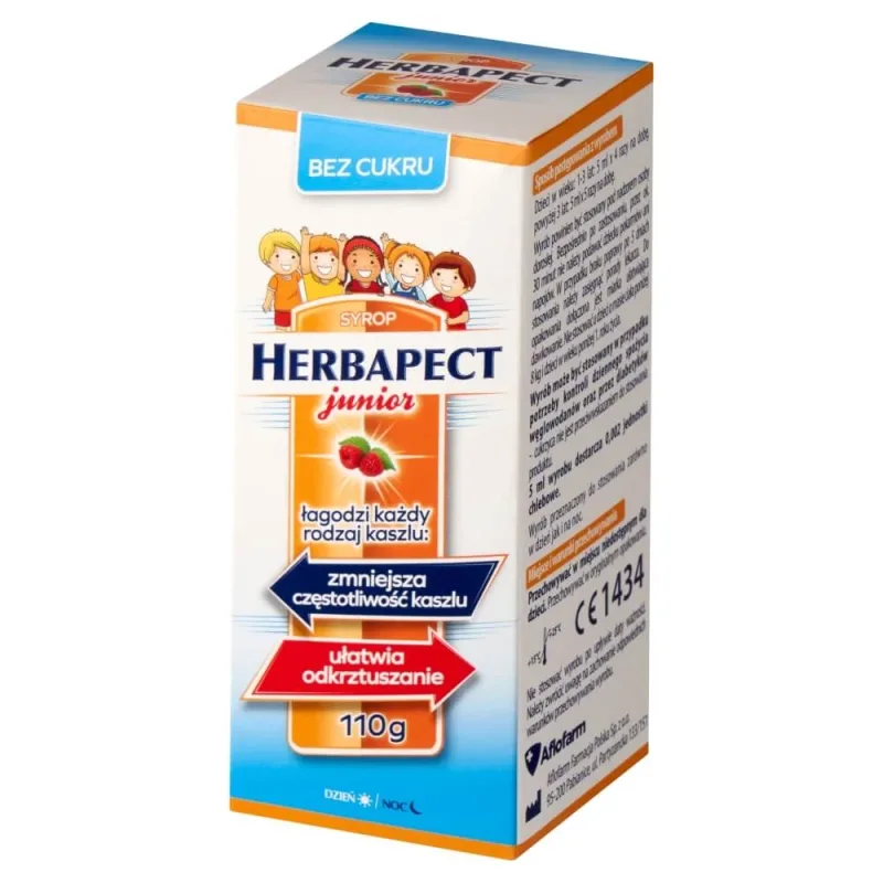 Herbapect Junior, sirop pentru copii începând cu vârsta de 1 an, aromă de zmeură, 110 g AFLOFARM — preț și oferte