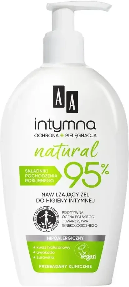 AA Intymna Natural 95%, Protecție și îngrijire, Gel hidratant pentru igiena intimă, 300 ml — preț și oferte