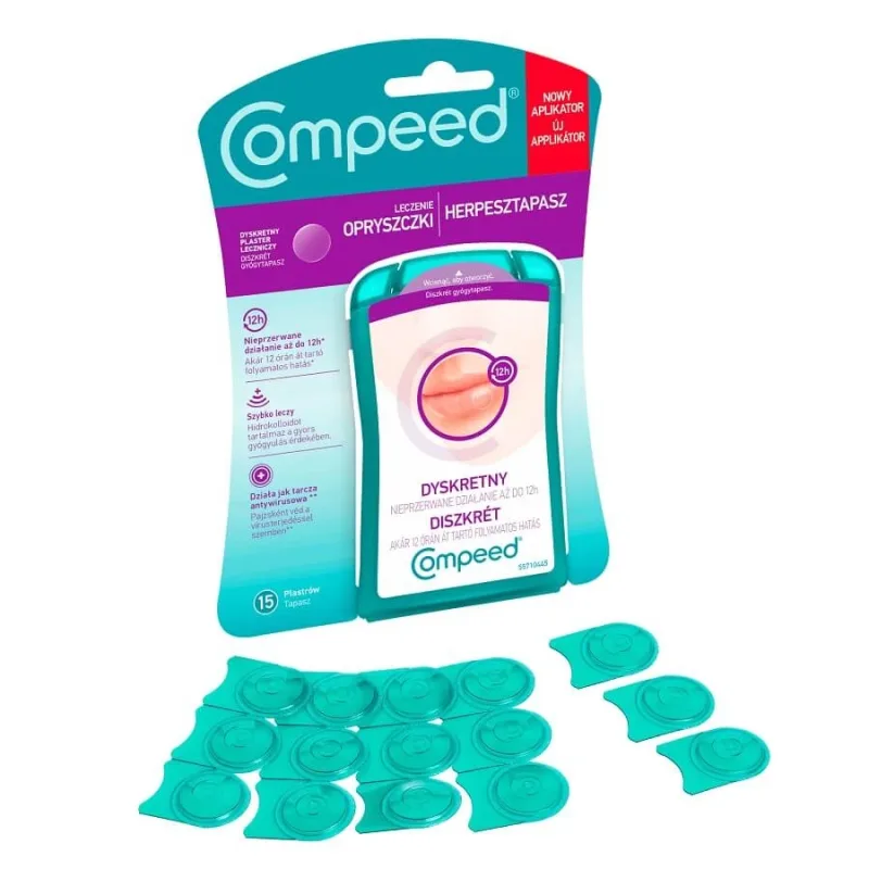 Compeed, plasturi pentru herpes, hidrocoloid, discret, 15 bucăți — preț și oferte