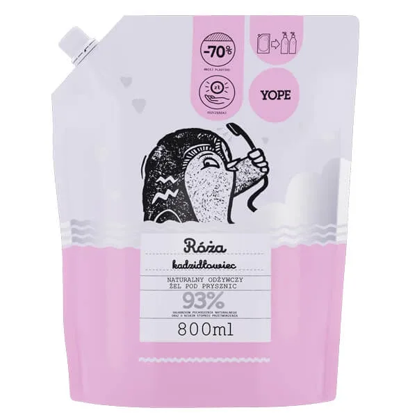 Yope Rose and Frankincense, gel de duș natural, rezervă, 800 ml — preț și oferte