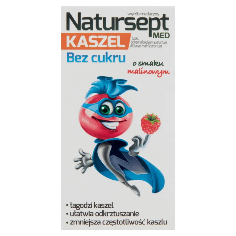 Natursept Med Cough, acadele fără zahăr, aromă de zmeură, peste 3 ani, 6 bucăți — preț și oferte