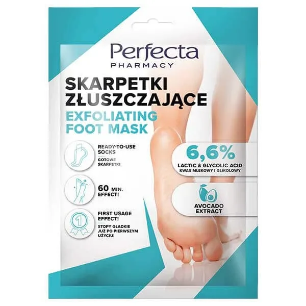 Perfecta, șosete exfoliante, 6,6% acid lactic + acid glicolic, 1 pereche — preț și oferte