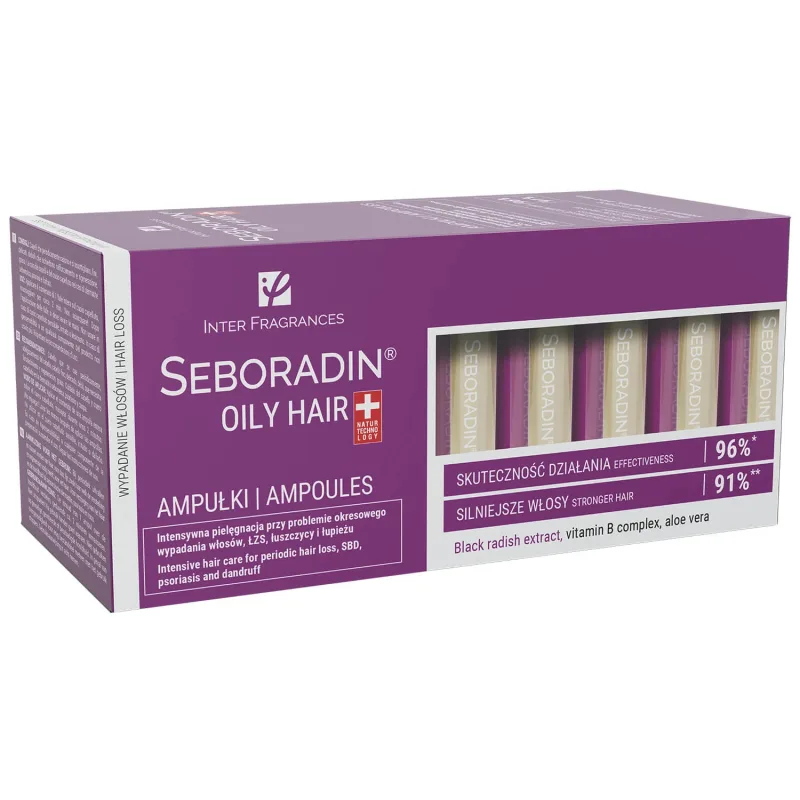 Seboradin Oily Hair, tratament intensiv pentru părul gras și părul predispus la cădere, 5.5 ml x 14 fiole — preț și oferte