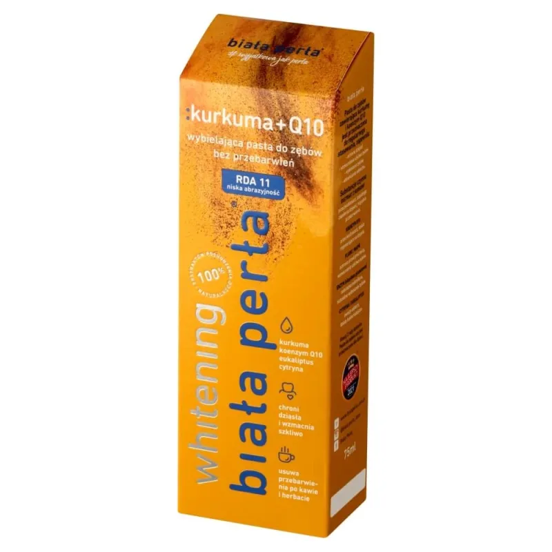White Pearl Whitening, pastă de dinți de albire, Turmeric + Q10, 75 ml White Pearl (Biala Perla) — preț și oferte