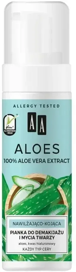 AA Aloe Vera, demachiant și gel de față, spumă hidratantă și calmantă, 150 ml — preț și oferte