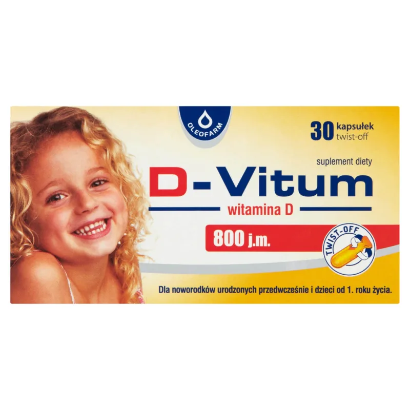 D-Vitum 800 UI, vitamina D pentru nou-născuții născuți prematur și copiii de la 1 an, 30 capsule cu răsucire Oleofarm — preț și oferte