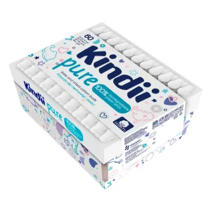 Kindii Pure, bețișoare de bumbac pentru bebeluși și copii, biodegradabile, 60 de bucăți