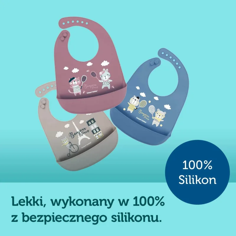 Canpol Babies, bavețică din silicon cu buzunar, Bonjour Paris, burgundy, de la 4 luni, 1 bucată — preț și oferte